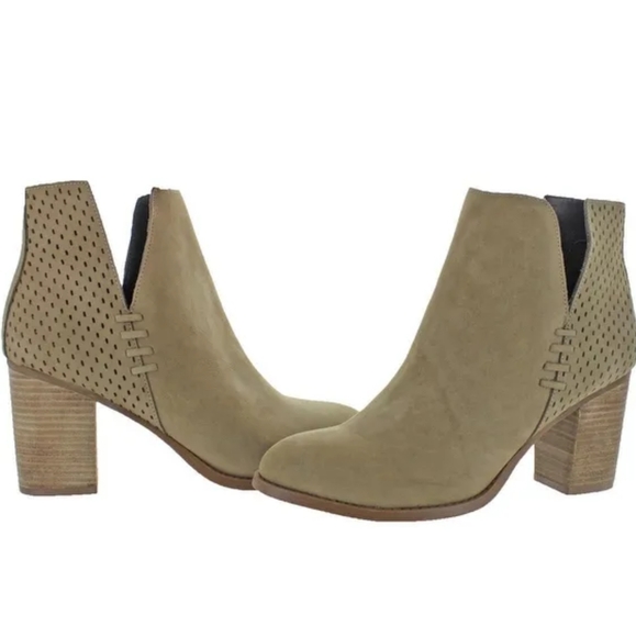 Steve Madden Taupe Suede Perforated Booties - Picture 3 of 5